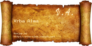 Vrba Alma névjegykártya